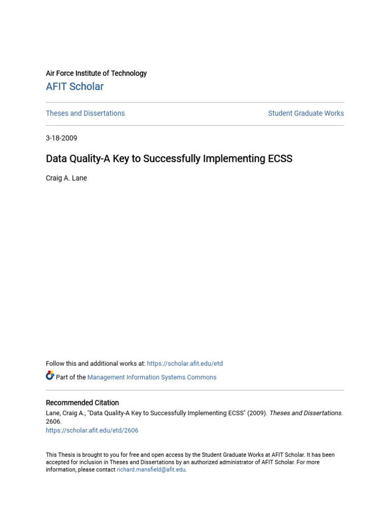 Data - Quality-A Key To Successfully Implementing ECSS | PDF ...