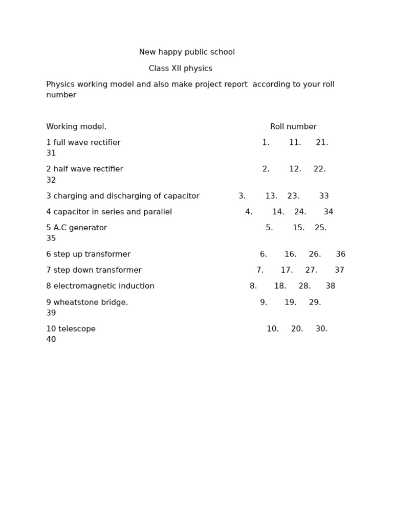 Class XII Physics Project Models | PDF