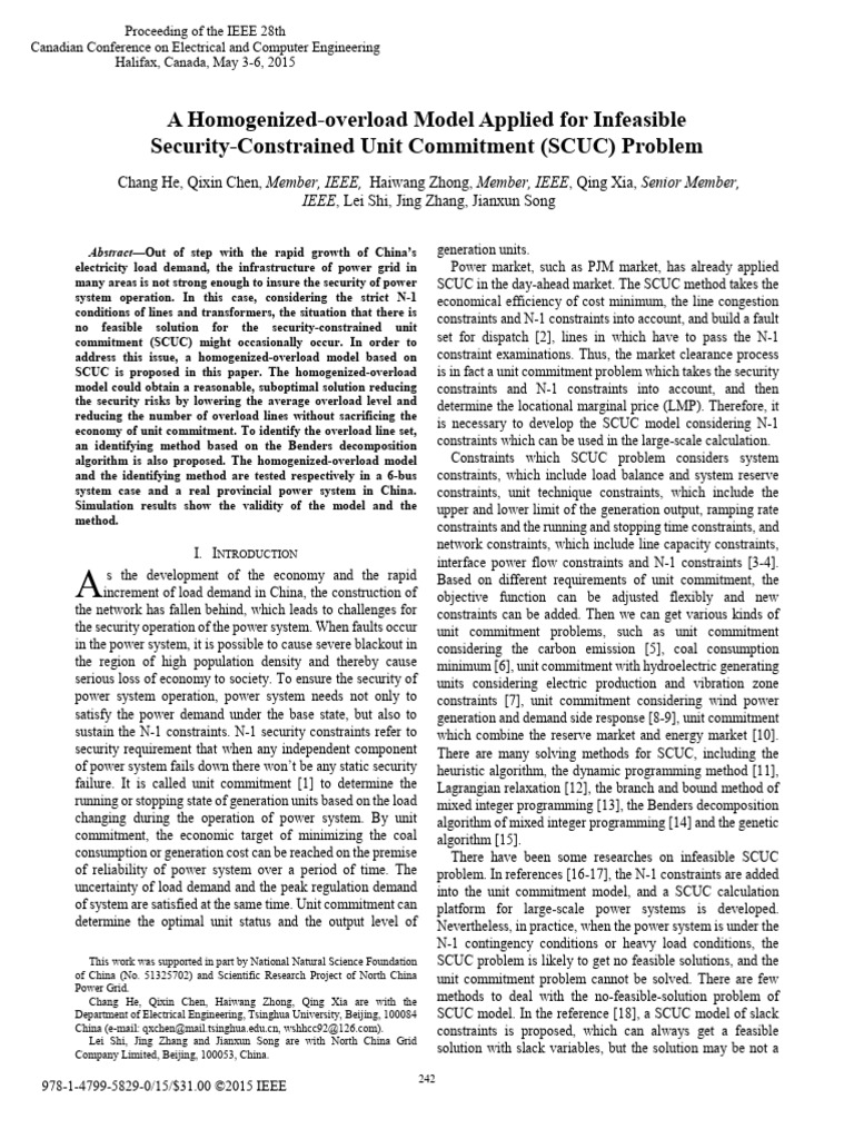 Homogenized Model for SCUC Challenges | PDF | Mathematical Optimization ...