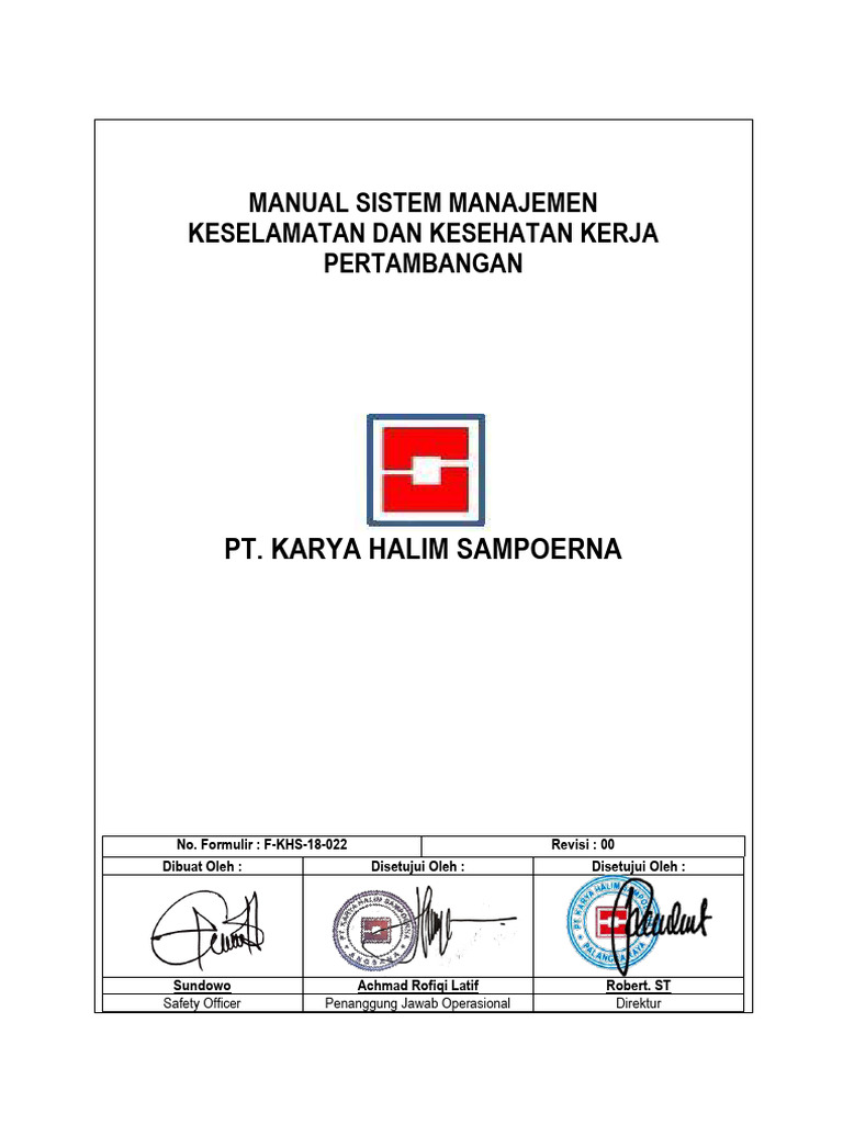 Manual SMKP Keselamatan Pertambangan | PDF