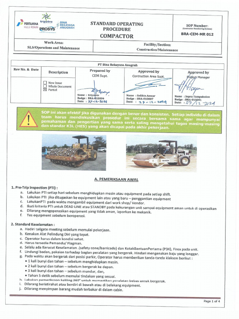 SOP Pengoperasian Compactor | PDF