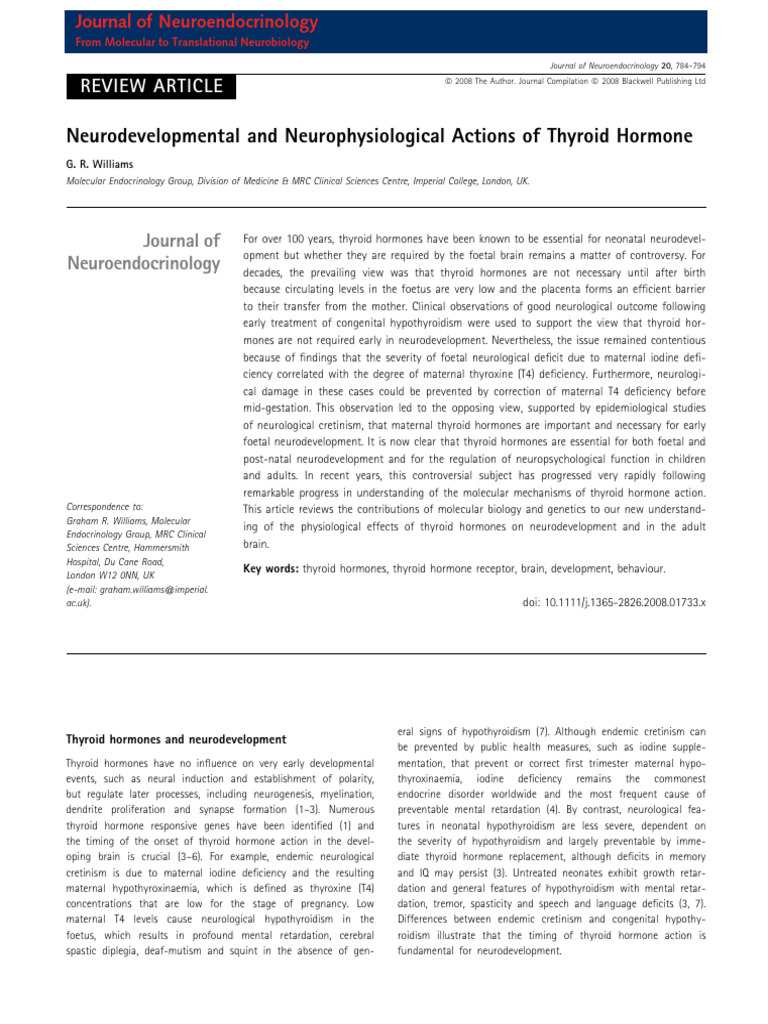 Thyroid Hormones and Brain Development | PDF | Thyroid | Hypothyroidism