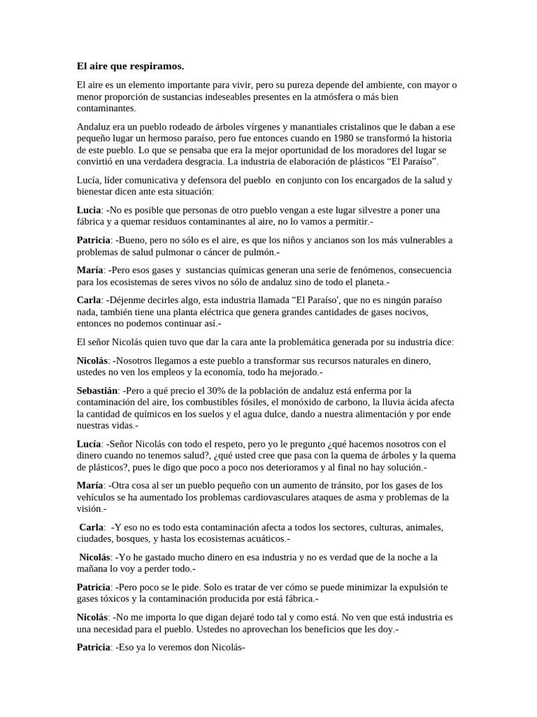 La Novela - El Aire Que Respiramos | PDF | Contaminación | La ...