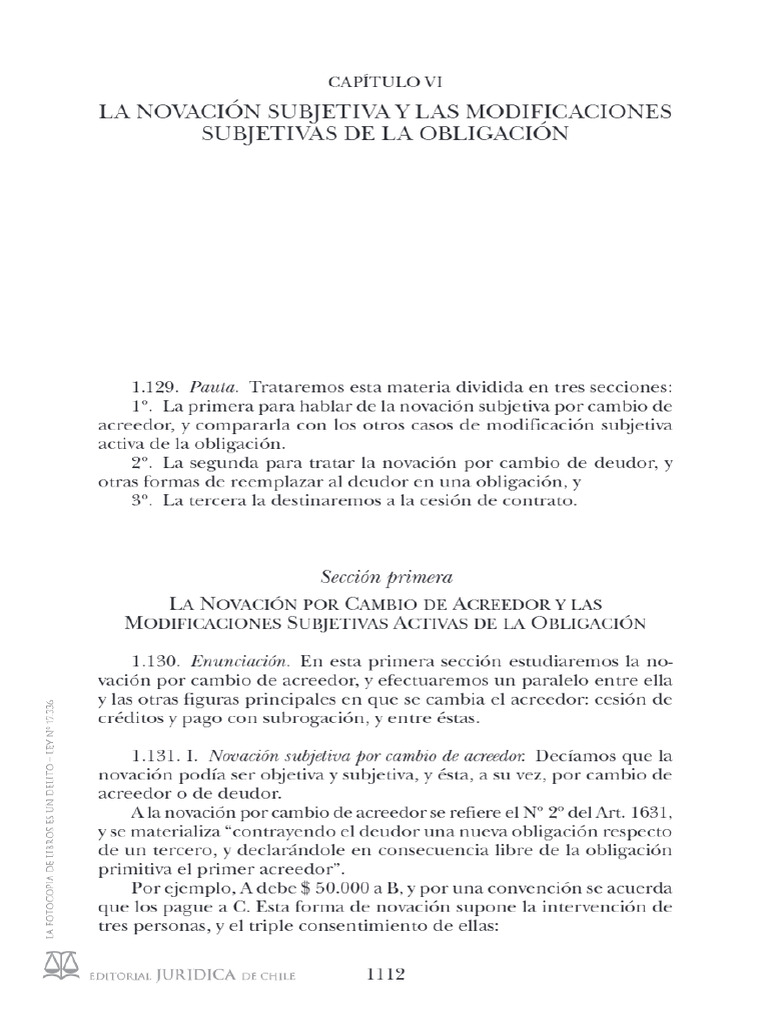 La Novación Subjetiva y Las Modificaciones Subjetivas de La Obligación ...