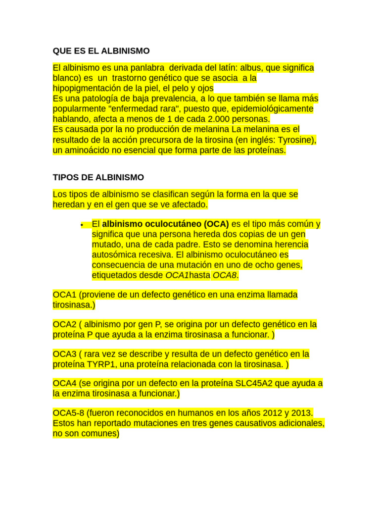Albinism o | PDF | Ojo | Mutación