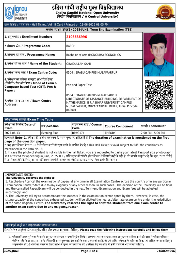 Admit Card 2108686996 | PDF