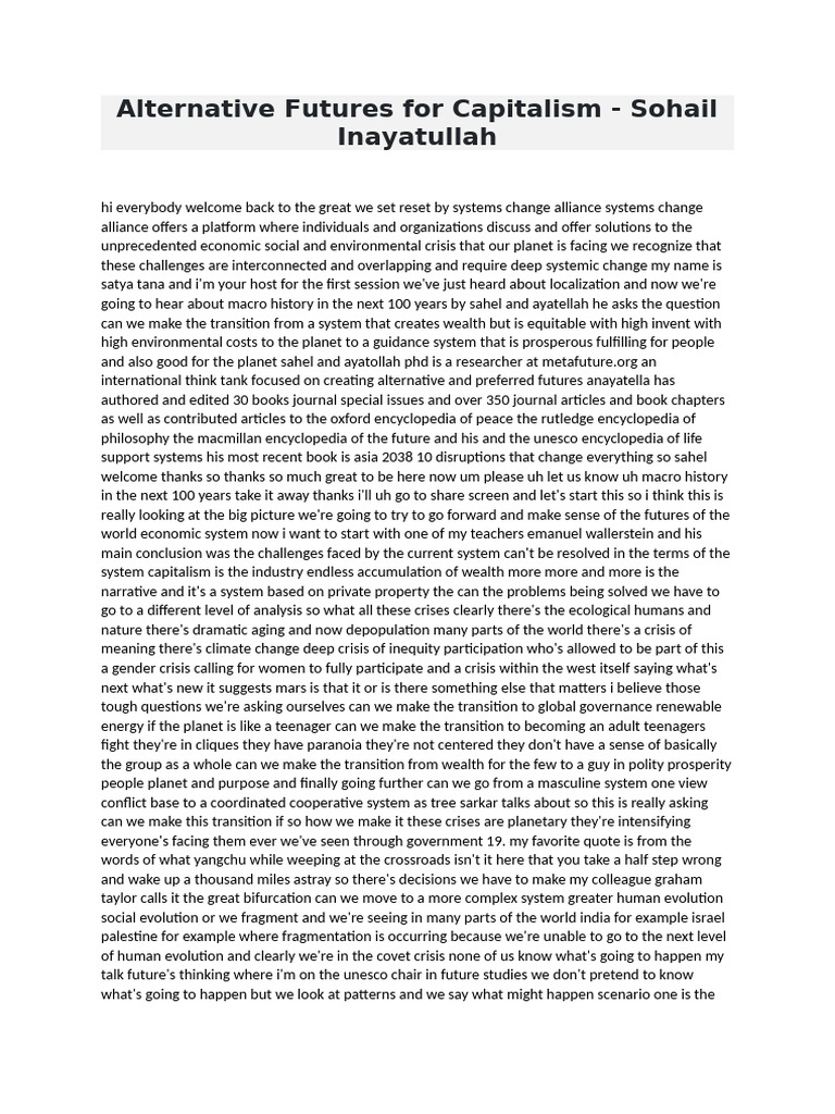Future of Capitalism: Pathways to Change | PDF | Capitalism | Labour ...