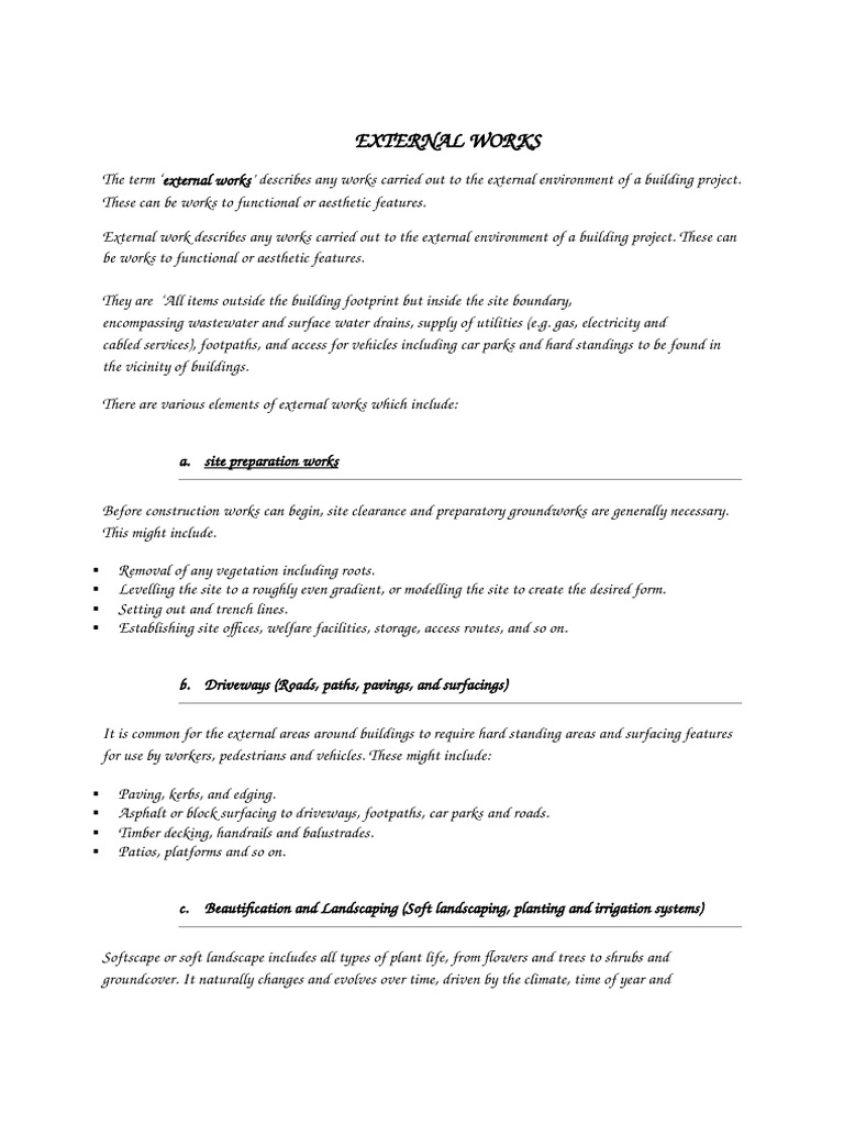 Comprehensive Guide to External Works | PDF | Road Surface | Hedge