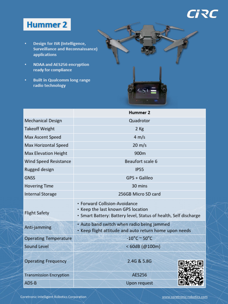 Hummer 2 Pro Quadrotor Specifications | PDF | Aviation