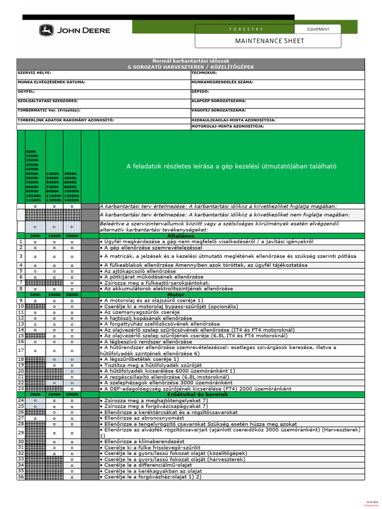 Maintenancesheet 1.0-DeF-system Standard Hu | PDF