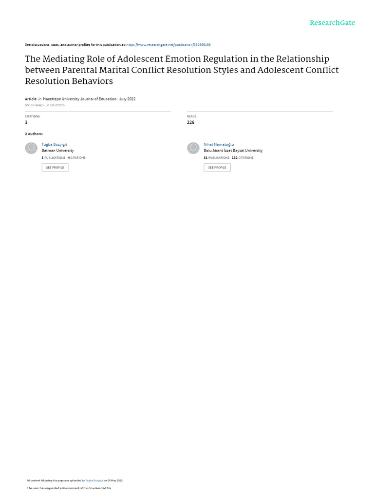 Adolescent Emotion Regulation & Conflict Resolution | PDF | Emotional ...