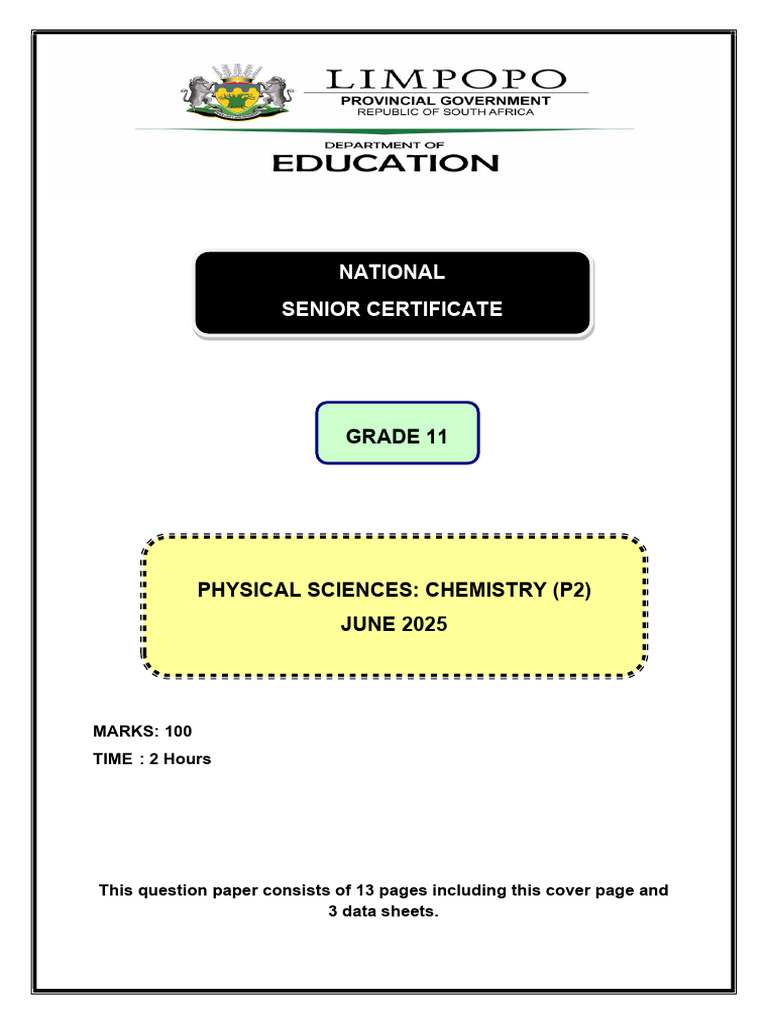 PHSC GR 11 Paper 2 June 2025 | PDF | Chemical Bond | Chemical Polarity