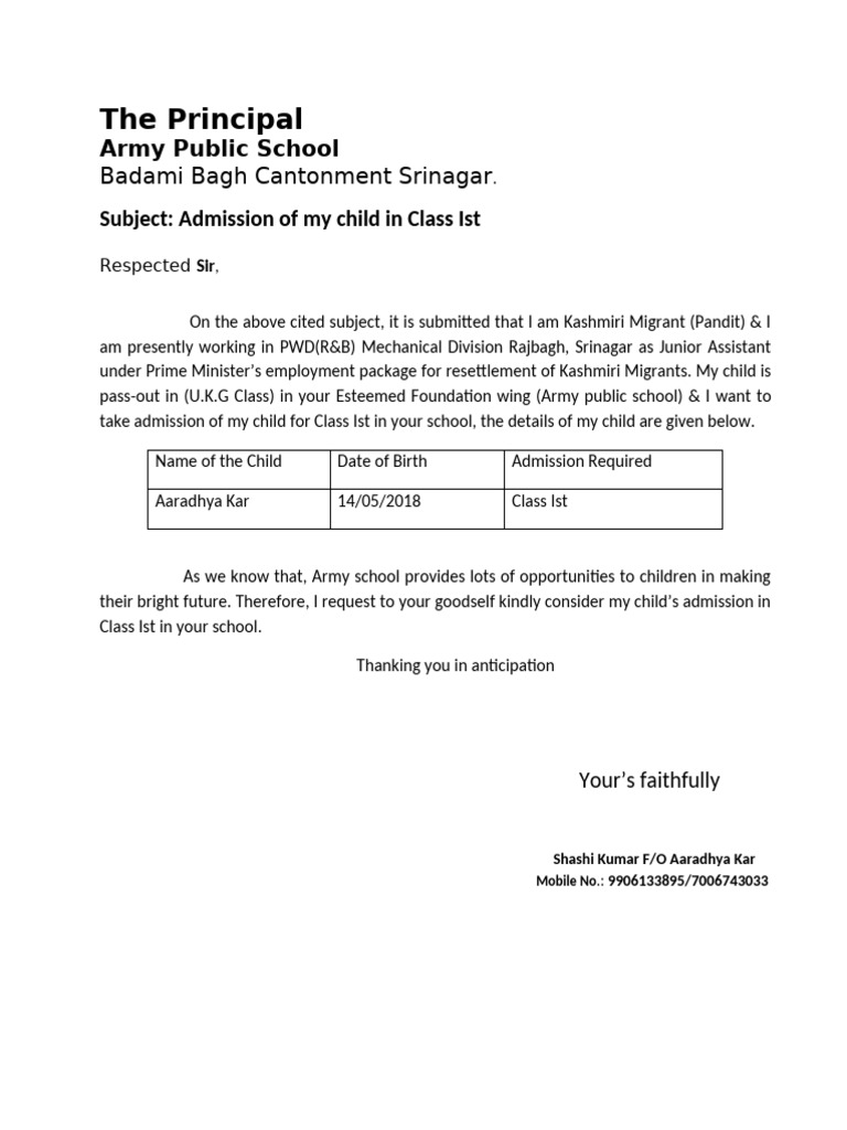 Application For Class Ist | PDF