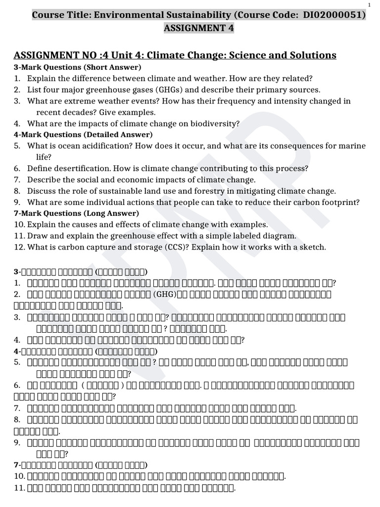 E&s Assignment Unit 4 2025 | PDF