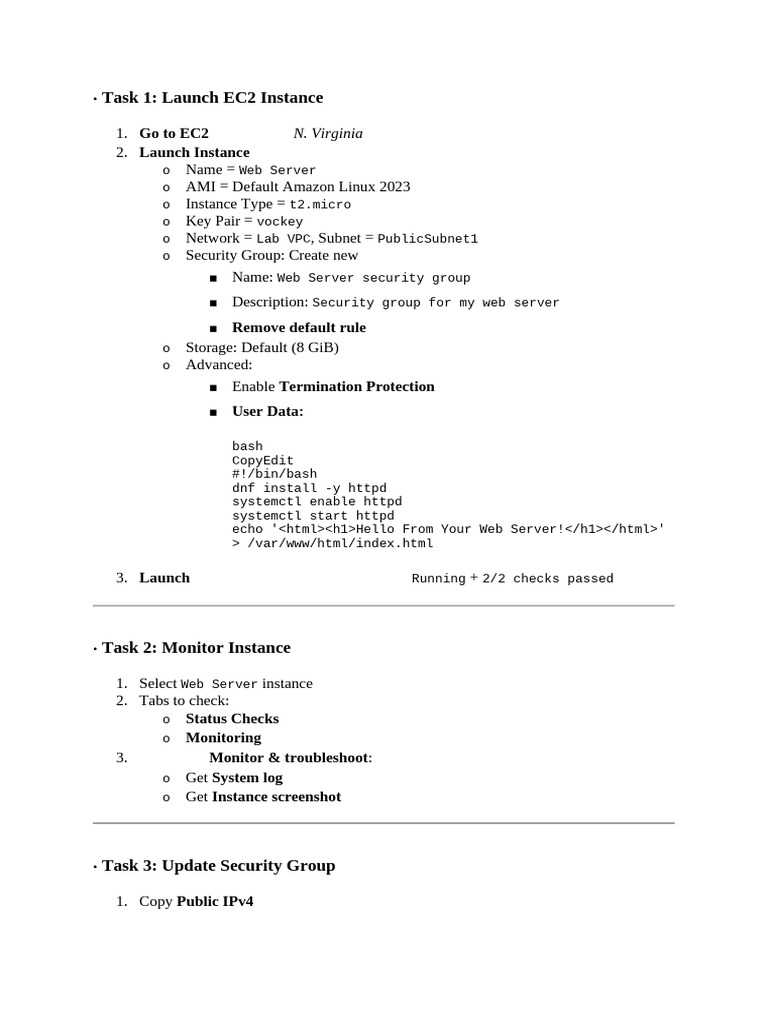 EC2 and IAM Setup Guide for Web Server | PDF | Computer Engineering ...