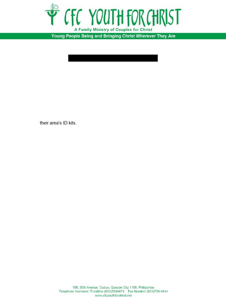 YFC ID Guidelines for Conference Entry | PDF