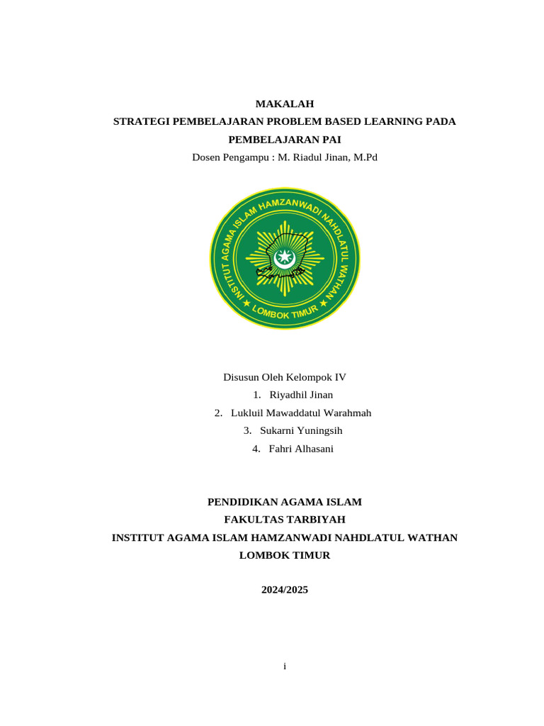 Problem Based Learning dalam PAI | PDF