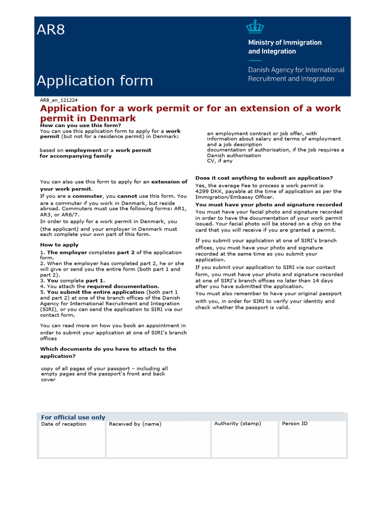 Work Visa Formwoek Tilladelse Formularar8 - en PDF | PDF | Salary | Justice
