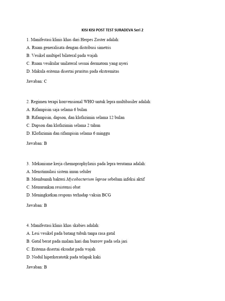 KISI KISI POST TEST SURADEVA Seri 2 | PDF