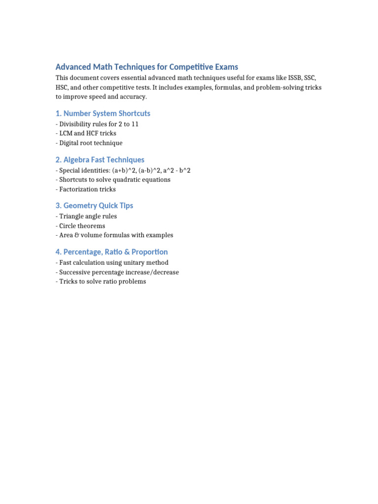 Advanced Math Techniques for Exams | PDF