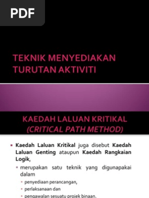 Teknik Menyediakan Turutan Aktiviti Pdf