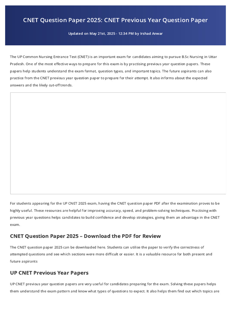 UP CNET 2025 Question Paper Guide | PDF | Multiple Choice | Cognition