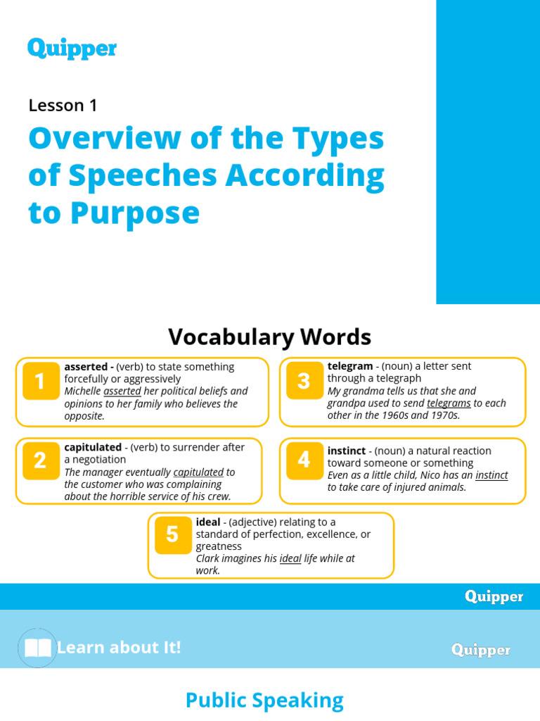 Types of Speeches by Purpose | PDF | Rhetoric | Communication