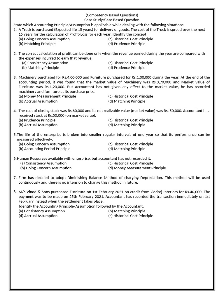 Competency Based Questions | PDF | Historical Cost | Cost