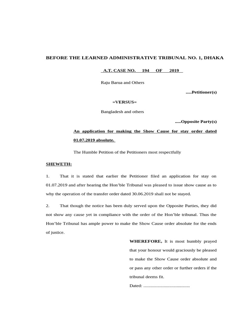 Petition to Make Stay Order Absolute | PDF