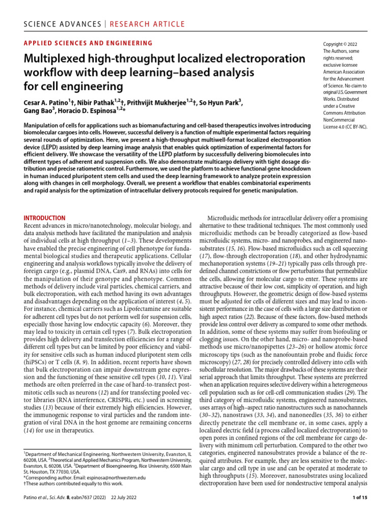 High-Throughput Electroporation Workflow | PDF | Transfection ...