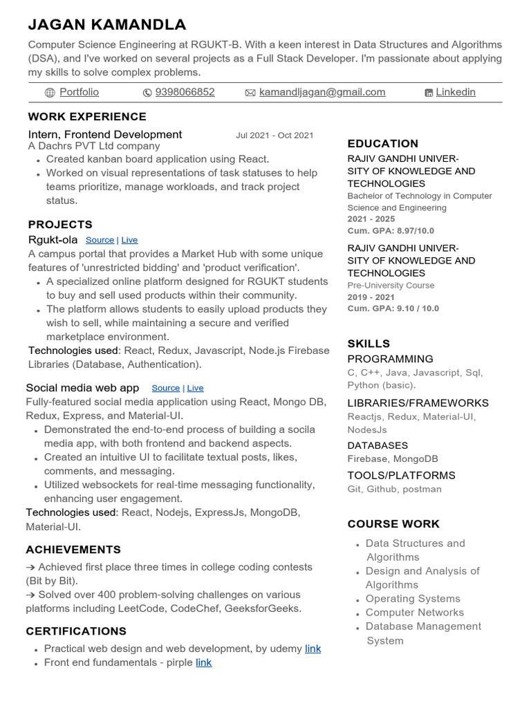 Full Stack Developer Portfolio | PDF | Web Development | Computing