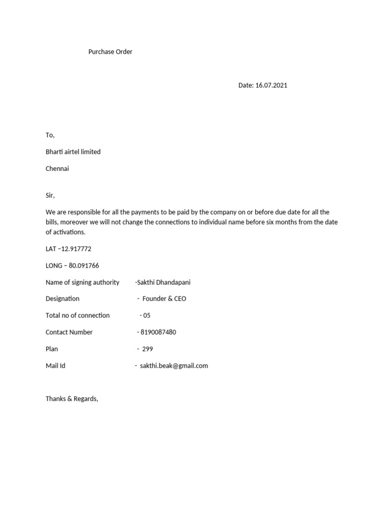 PO Format - Postpaid | PDF