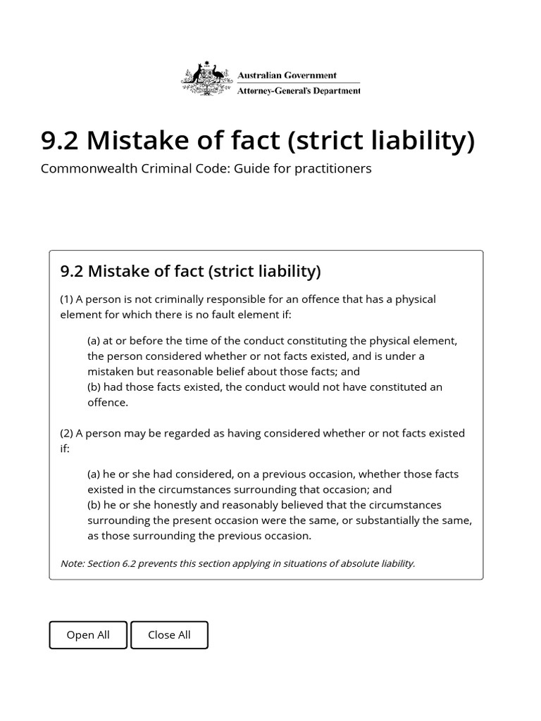 Reasonable Mistake of Fact in Strict Liability | PDF | Crimes | Crime ...