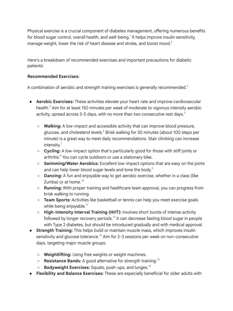 Exercise Guidelines for Diabetes Management | PDF | Strength Training ...
