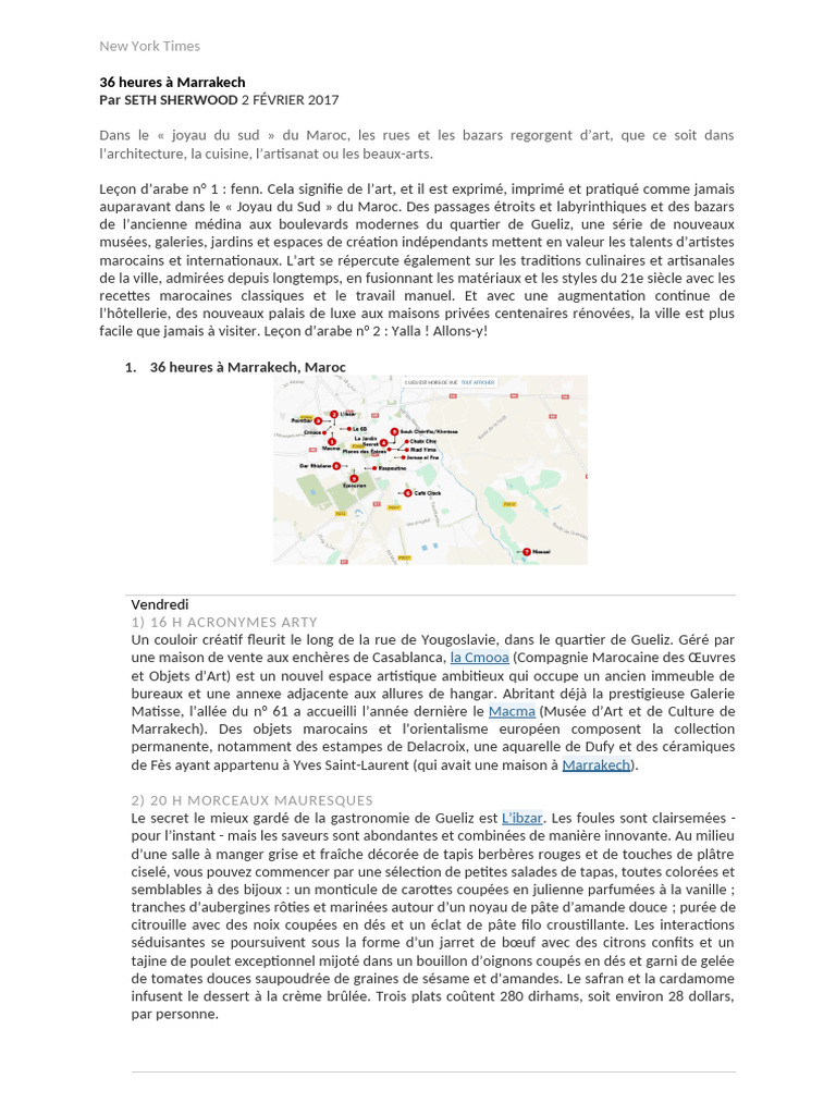 36 Heures d'Art et Cuisine à Marrakech | PDF | Maroc | Casablanca