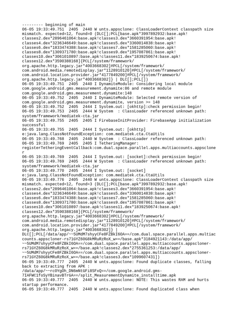 ClassLoader Issues in Android App Logs | PDF | Android (Operating ...