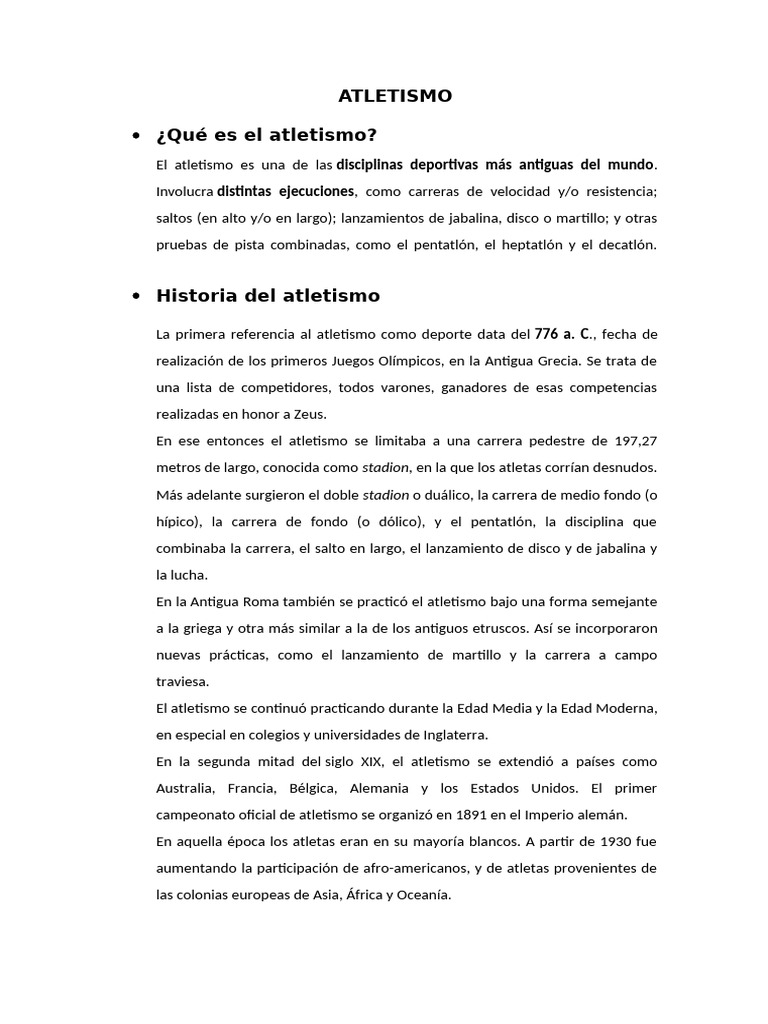 ATLETISMO | PDF | Deporte del atletismo | Deportes individuales