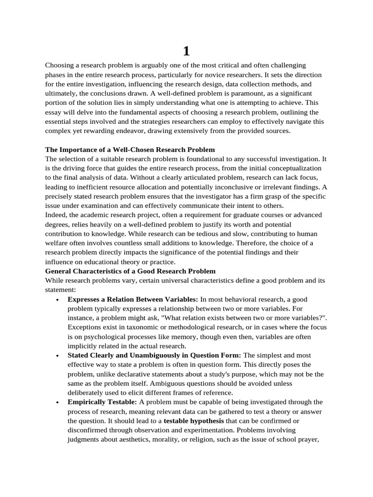 Selecting a Research Problem Guide | PDF | Quantitative Research ...