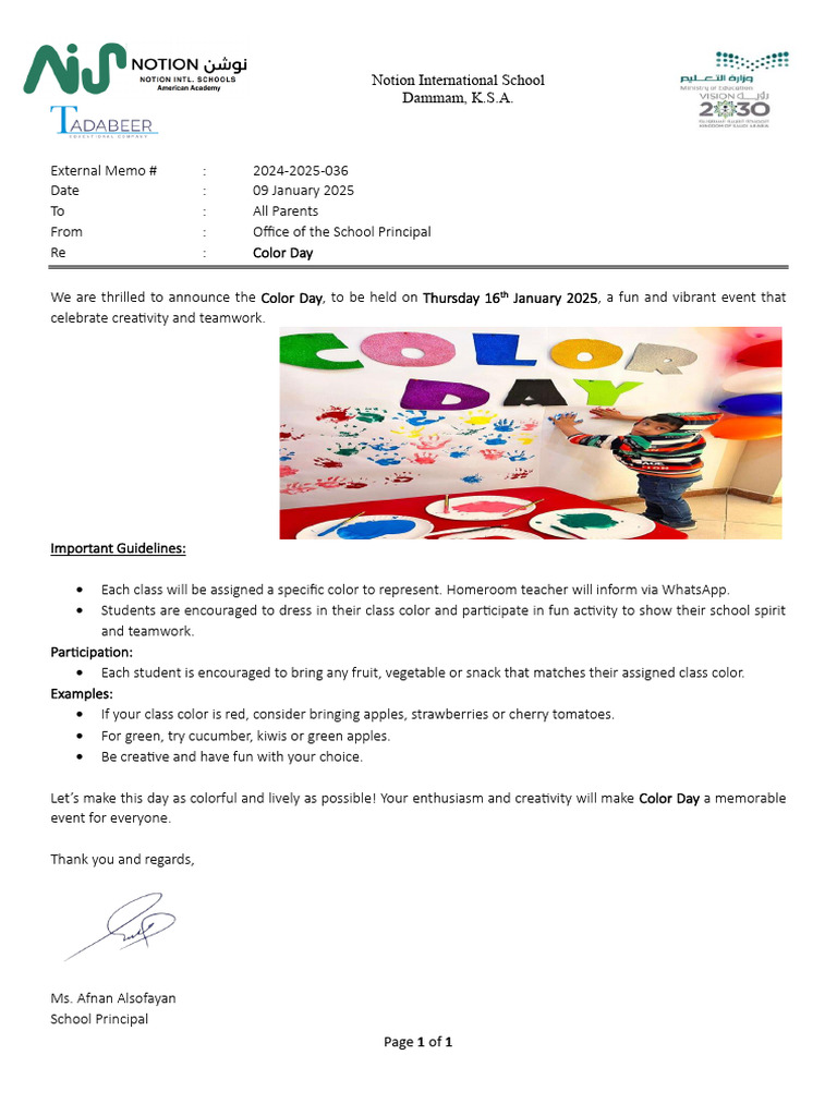Color Day Celebration at Notion School | PDF
