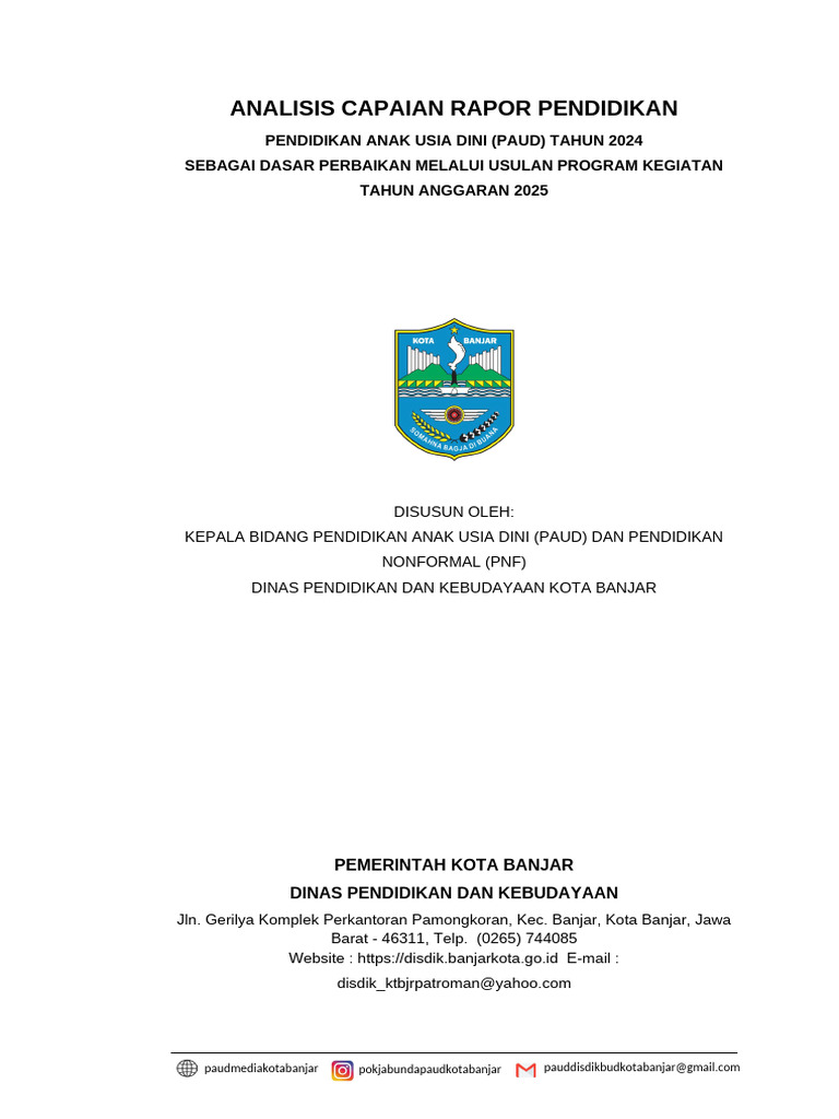 Analisis Rapor PAUD Kota Banjar 2024 | PDF