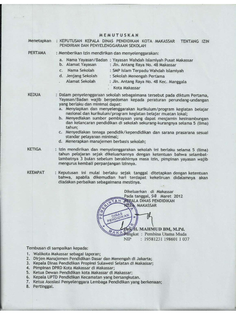 Sk Izin Pendirian Sekolah 2 Pdf