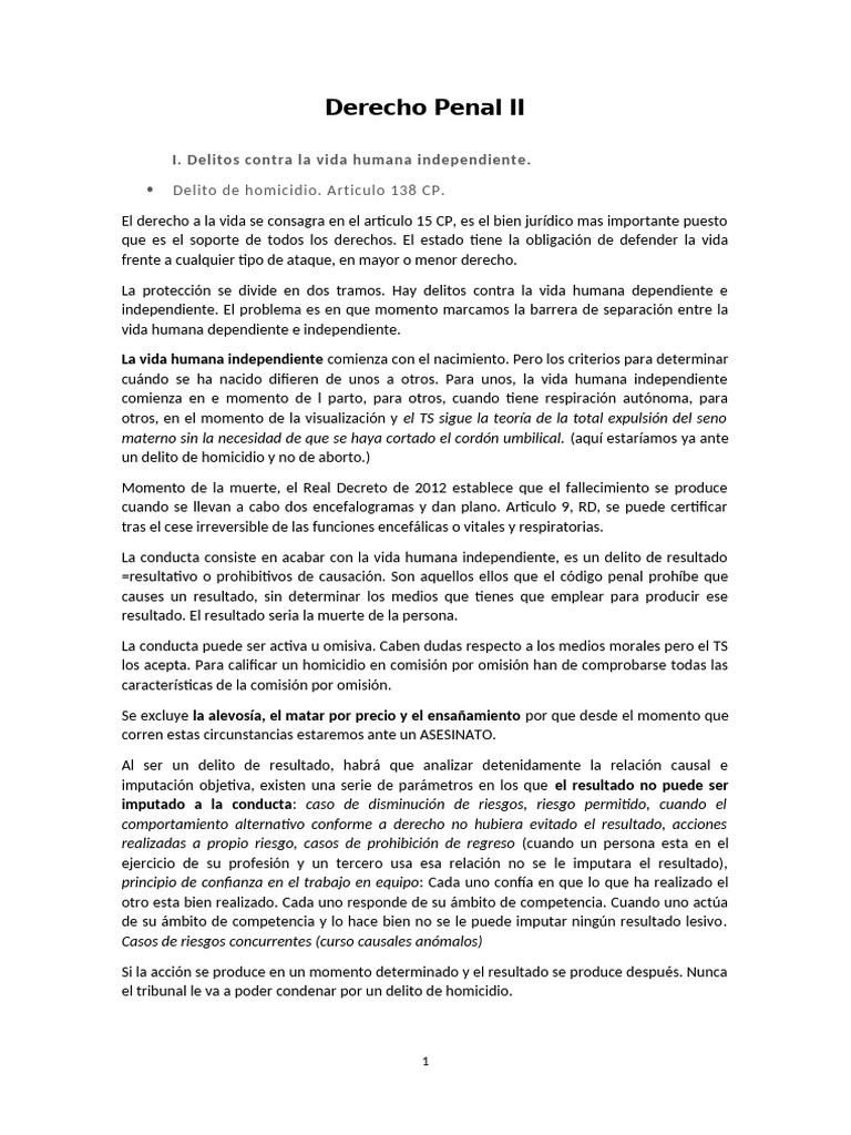 Delitos de Homicidio en Derecho Penal | PDF | Homicidio | Asesinato