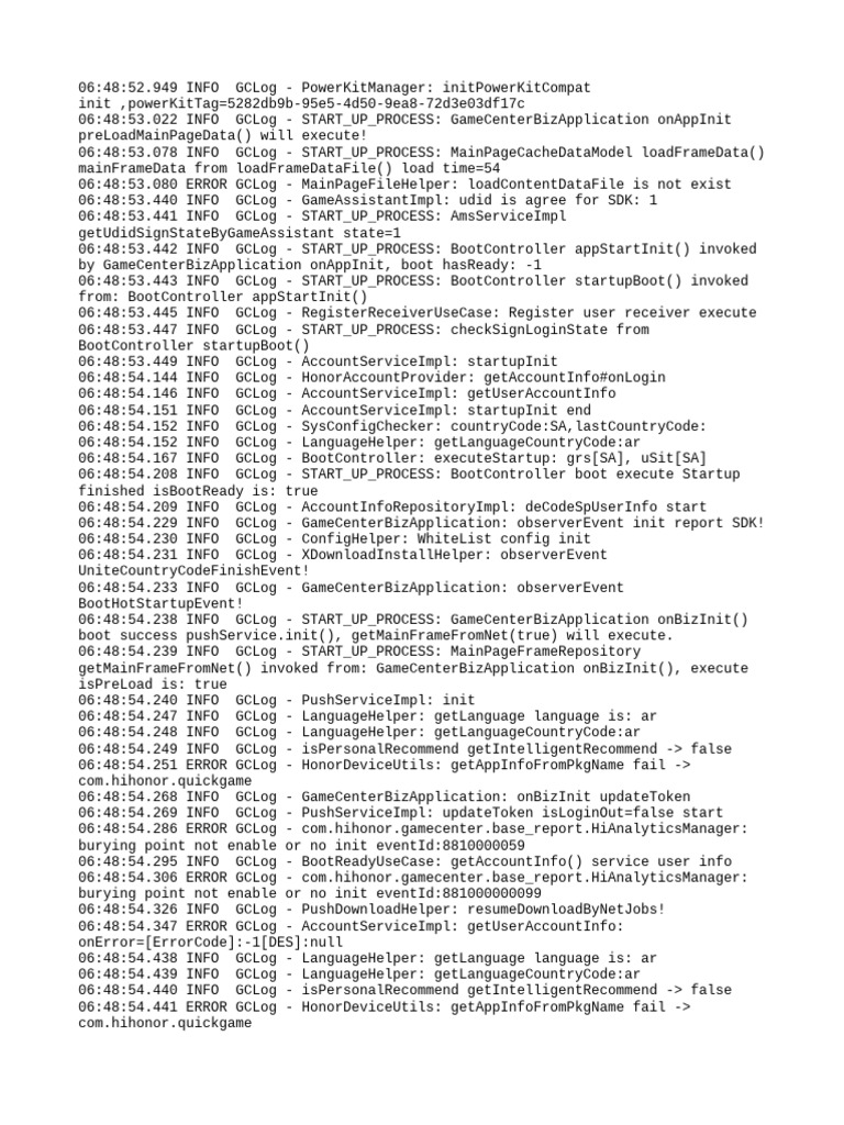 GameCenter Startup Process Log Analysis | PDF | Computing | Software