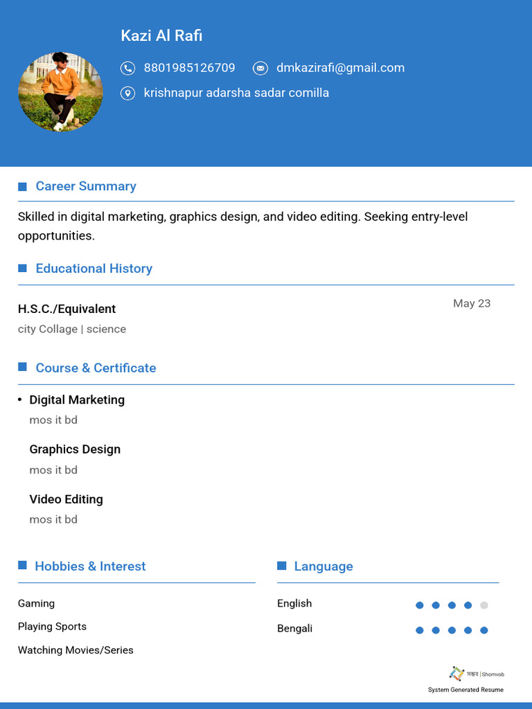 Created CV Kazi Al Rafi | PDF