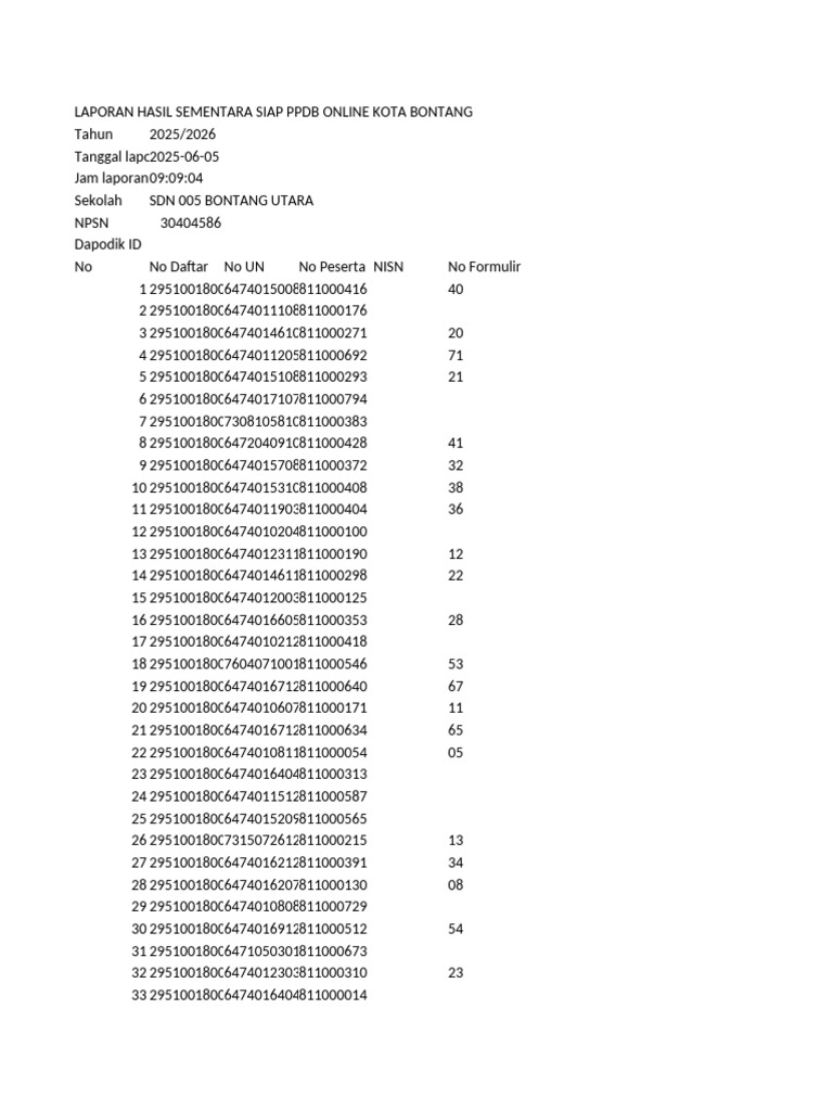 PPDB Online SDN 005 Bontang Utara | PDF