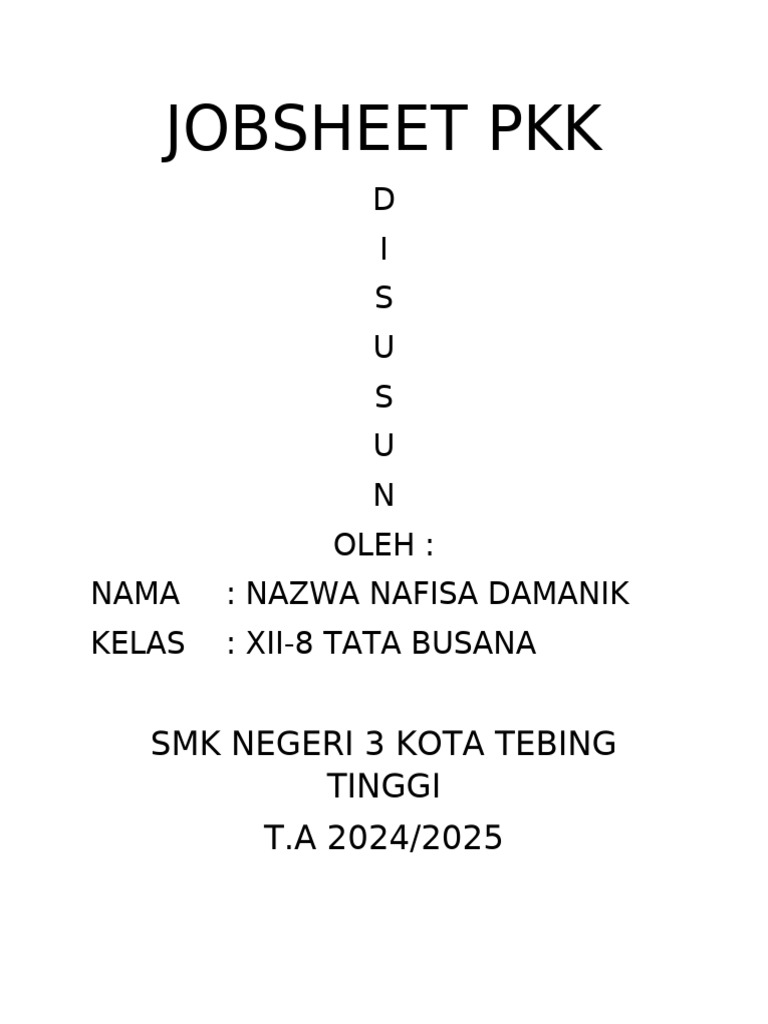 Cover Jobsheet | PDF
