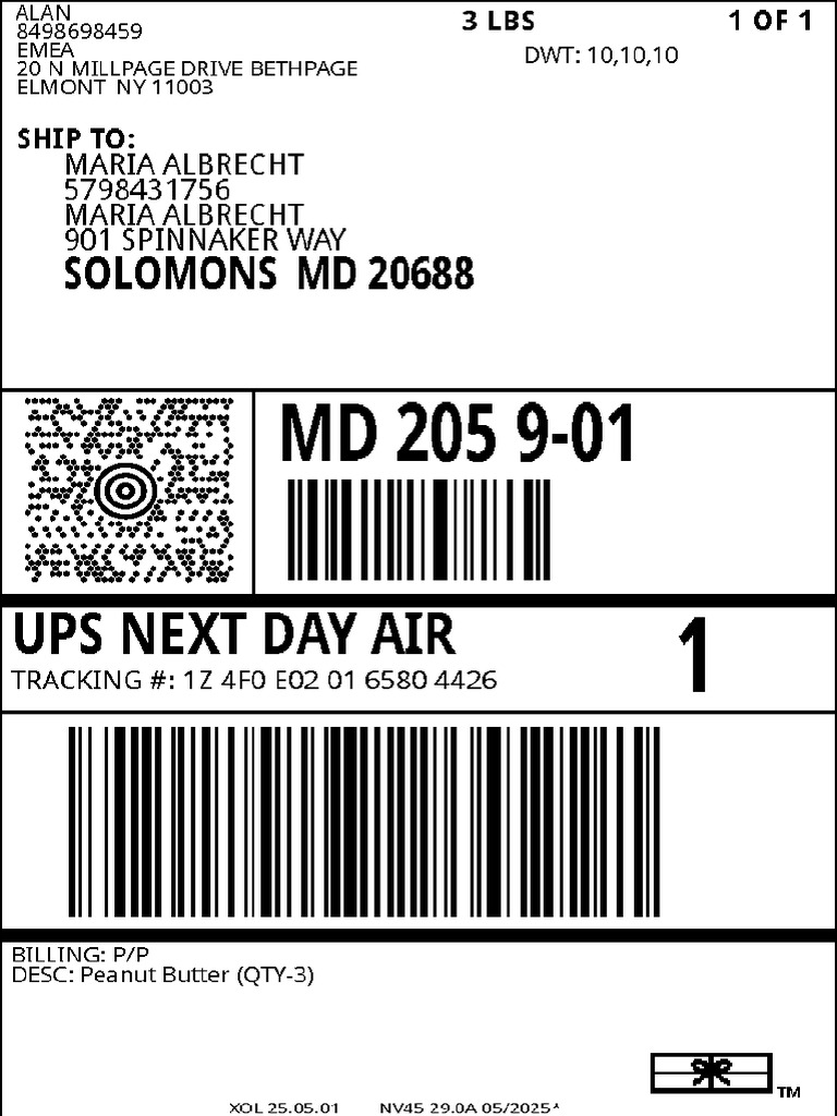 05 19 2025 Ups Next Day Air Original 1 | PDF