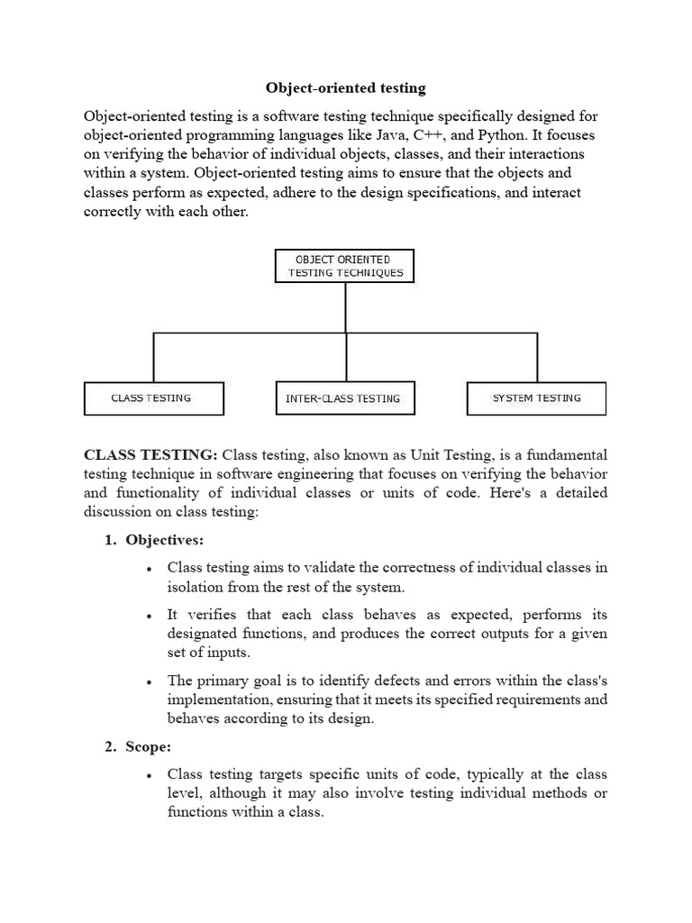 Object-Oriented Testing Techniques Guide | PDF | Software Testing ...