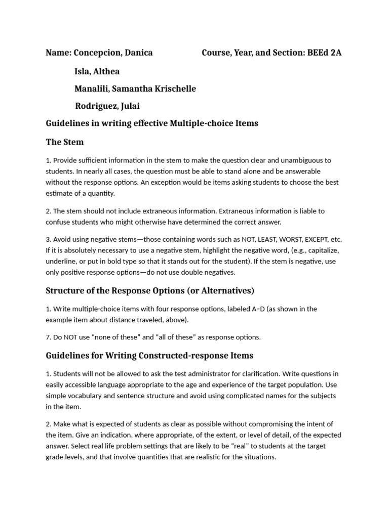 Guidelines for Effective Test Questions | PDF | Heat Transfer ...