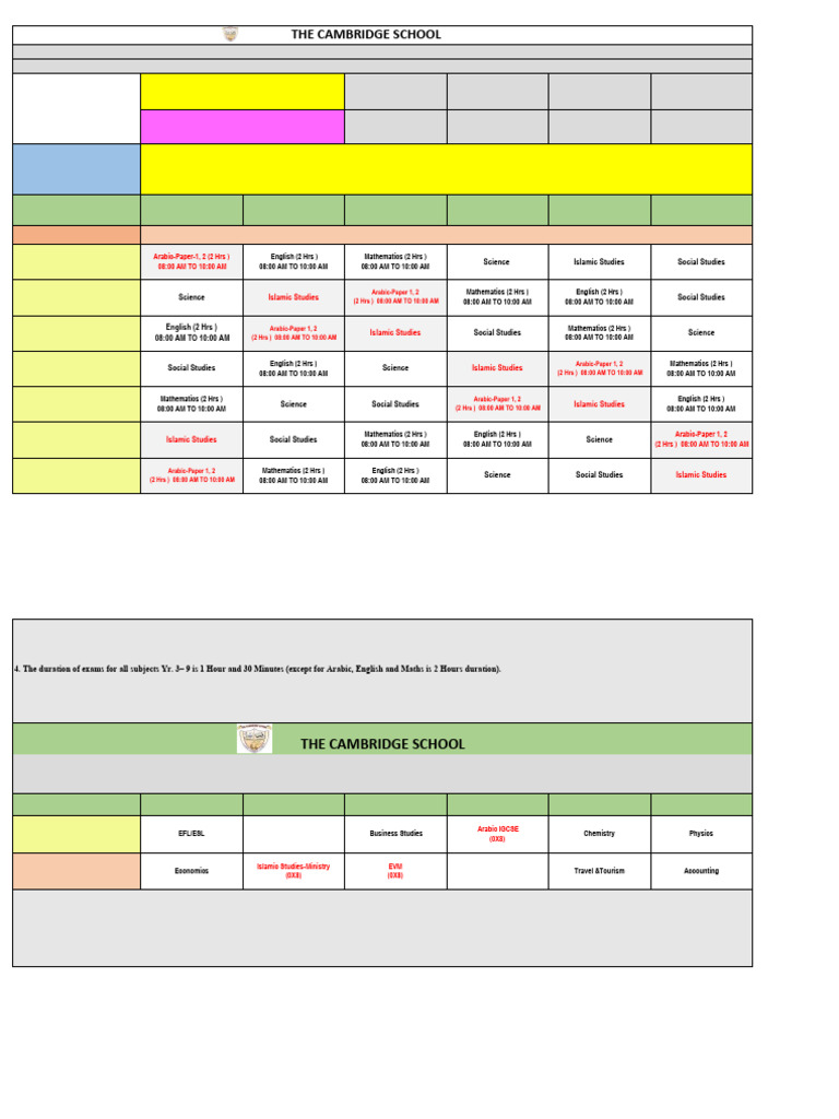 Cambridge School Exam Timetable 2025 | PDF | Qualifications